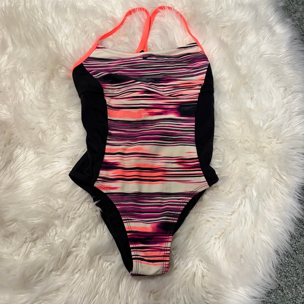 Nike‎ black/pink one piece swim suit size 12